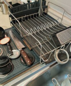 Polder KTH-615 Dish Rack & Tray 4 PC Combo– Advantage System Includes Rack, Drain Tray, Removable Drying Tray & Cutlery Holder – Stainless Steel & Plastic 4-piece 71 B1 b8BqL8PS