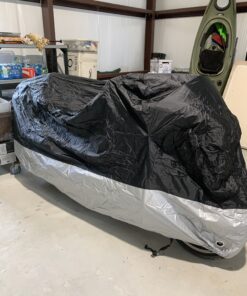 XYZCTEM All Season Black Waterproof Sun Motorcycle Cover,Fits up to 116" Motors (XXX Large & Lockholes) 116" Black & Silver 34 B1 yyz KA6S 2
