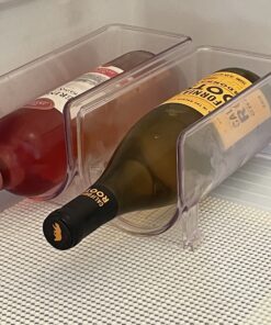 mDesign Plastic Free-Standing Wine Set Rack Storage Organizer for Kitchen Countertops, Pantry Cabinet, Fridge Organization - Holds Water Bottle and Alcohol Bottles - 2 Pack - Clear 2 bottle 29 B12SbcORAzS