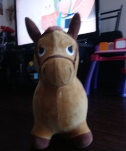 iPlay, iLearn Bouncy Pals Yellow Hopping Horse, Outdoor Ride on Bouncy Animal Play Toys, Inflatable Hopper Plush Covered W/Pump, Birthday Gift for 18 Months 2 3 4 5 Year Old Kids Toddlers Boys Girls Yellow Horse 35 B14JDaQrmWS