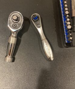 Powerbuilt Stubby Ratchet, Mini 1/4 Inch Ratchet Wrench, Reversible 72 Tooth, Tight Spaces, Quick Release - 940478 Multicolor 23 B14x8mhox8S