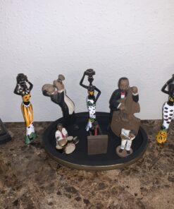 Gedengni 𝑩𝒍𝒂𝒄𝒌 𝑭𝒊𝒈𝒖𝒓𝒊𝒏𝒆𝒔 𝑨𝒇𝒓𝒊𝒄𝒂𝒏 𝑨𝒓𝒕 𝑫𝒆𝒄𝒐𝒓, African Figure Sculpture Tribal Lady Figurine Statue Decor Collectible Art Piece, 7.5-Inch, Pack of 3 Yellow Statu -3pc 29 B15N1egD5JS