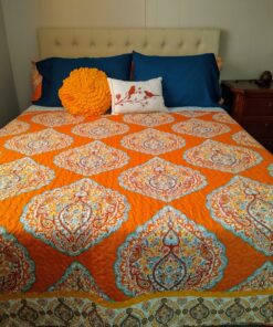 Lush Décor Harley Quilt Damask Pattern Reversible 5 Piece Bedding Set, King, Tangerine 49 B15P5OvRJ4S