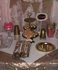 Silver Spoons and More lace Rim 14" x 7.5" Heavyweight Plastic Set of 2 Serving Trays, gold 29 B16t0XmqaKS