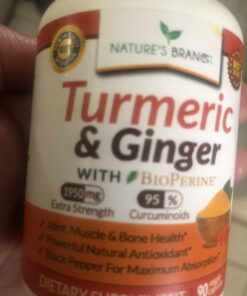Extra Strength Turmeric Curcumin and Ginger & BioPerine - 1965mg Joint Support Supplement for Aches with Black Pepper Powder Extract - Premium Made in USA | Vegan Natural Non GMO Pills | 90 Capsules 30 B184ZJS7ZjS