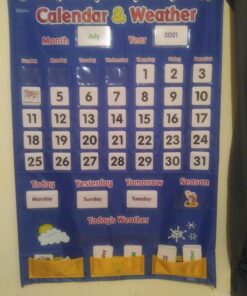 Learning Resources Calendar & Weather Pocket Chart - Classroom Calendar, Calendar and Weather Chart for Classroom, Teacher and Back to School Supplies 41 B187Teq j5S