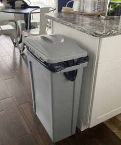 Rubbermaid Commercial Products Slim Jim Plastic Rectangular Trash/Garbage Can with Venting Channels, 23 Gallon, Gray (FG354060GRAY) 1 25 B1A DHJmyXS