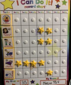Fun Behavior Reward Chart for Kids – I Can Do It! Chore Chart for Kids with 3D Stars & Tiles – Good-Behavior Chart for Kids at Home or School for Focus, Responsibility, & More by Kenson Kids, 66 Pcs. 34 B1A1V3wKwjS