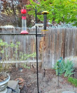 Sorbus Bird Feeding Station - 7ft Tall Metal Pole Bird Feeder Stand with 2 Ground Stake Prongs & 4 Hangers with Bird Bath, Bird Food Mesh Tray for Attracting Wild Birds Outside, Garden Decor, Plants 2-Prong Stake 34 B1AGEmcrWPS