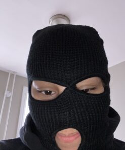 SATINIOR 3 Holes Full Face Cover Outdoor Balaclava Knitted Neck Gaiter Ski Mask for Sports Cycling Medium Pure Black 27 B1AqQRuo7tS