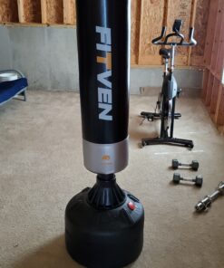 FITVEN Freestanding Punching Bag with Boxing Gloves Heavy Boxing Bag with Suction Cup Base for Adult Kids - Men Stand Kickboxing Bag Black or Silver white 28 B1BwmSwk ES