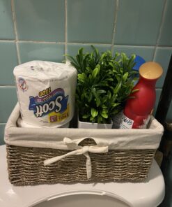 Vintiquewise(TM) Seagrass Shelf Basket Lined with White Lining 1 Pack 26 B1By3CxXEDS