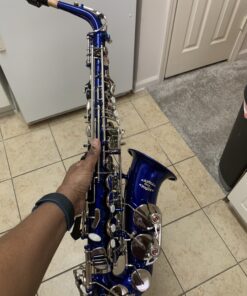 Glory Blue/Silver keys E Flat Alto Saxophone with 11reeds,8 Pads cushions,case,carekit 21 B1C1DE3x8S