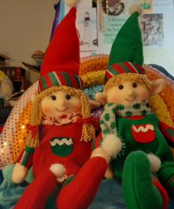 Elf Plush Christmas Stuffed Dolls, Set of 2 - 12" Boy and Girl Elves Holiday Cute Plush Shelf Toys - Fun Kids Buddy Figurine Decorations, Christmas Winter Holiday Party Festive Decor and Gift Exchange 36 B1E1eJQLUdS