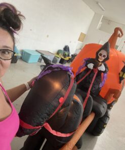 11.5 Foot Long Inflatable Grim Reaper Driving Pumpkin Carriage 34 B1E8N0H0TyS