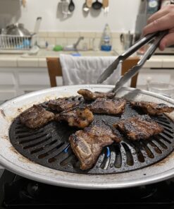 Kitchen + Home Stove Top Smokeless Grill Indoor BBQ, Stainless Steel with Double Coated Non Stick Surface Stove Top Grill 61 B1E9thZTYJS