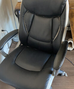 Serta Executive Office Smart Layers Technology Leather and Mesh Ergonomic Computer Chair with Contoured Lumbar and ComfortCoils, Black & White 42 B1Exf8oHaDS