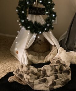 little dove Pet Teepee Dog & Puppy Cat Bed, Portable & Washable Pet Tents, House for Pets Beige Color 24 Inch no Cushion 27 B1F5N03n6S