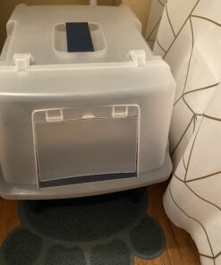 IRIS USA Large Split-Hood Cat Litter Box with Scoop and Grate, Blue Split Hooded - Navy 49 B1G1HmPf4QS