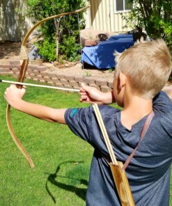 Adventure Awaits - 2-Pack Handmade Wooden Bow and Arrow Set - 20 Wood Arrows and 2 Quivers - for Outdoor Play 22 B1Hm3FKxa2S