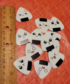 Dulphee Guitar Picks, Ukulele Picks White Sushi Rice Balls Pattern Guitar Picks Classical Triangle 0.96mm Heavy Guitar Plectrums 12 Pack for Bass, Acoustic & Electric Guitars White Rice Ball 12 pack 40 B1J 8ZMTXsS