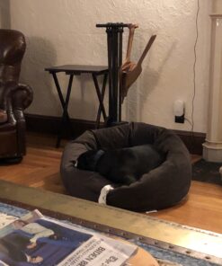 Majestic Pet 40 Inch Suede Calming Dog Bed Washable – Cozy Soft Round Dog Bed with Spine Support for Dogs to Rest their Head - Fluffy Donut Dog Bed 40x29x9 (Inch) - Round Pet Bed Large – Chocolate 40 in. 40 B1LbnnXNowS