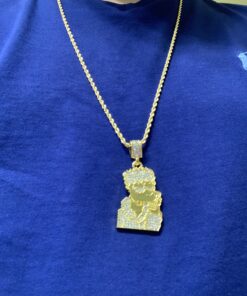 putouzip Bart Chain Necklace 18K Gold Plated Fully Iced Out Stainless Steel Pendant For Men Boys Gift 31 B1LtZNak8DS