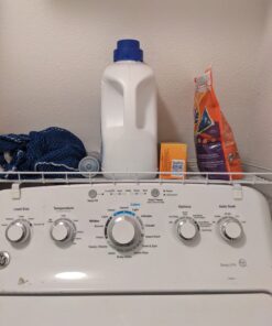 Household Essentials 05100 Rear Display Over-The-Washer Storage Shelf | Organize and Store Laundry Room Supplies | White 57 B1LzsNuh4cS