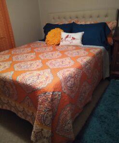 Lush Décor Harley Quilt Damask Pattern Reversible 5 Piece Bedding Set, King, Tangerine 50 B1MPOdRXuFS