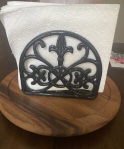 Fleur De Lis Design Cast Iron Napkin Holder, By Home Basics (Black) / Napkin Holders For Kitchen/Table Napkin Holder With Non-Skid Feet/Doubles As Storage For Small Papers Black 31 B1NI1lsBPES