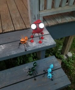 Smarty Gadgets - Metal Garden Art Decoration, Steel Red Ant Figurine with Solar Powered LED Lights for Yard, Patio, Lawn and Garden Decor and Ornament, Outdoor and Indoor Statue, 11" X 10" 36 B1OqOqkW GS