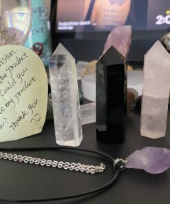 Healing Crystal Wands,2" Amethyst Crystal, Rose Quartz,Clear Quartz and Black Obsidian£¬6 Faceted Reiki Chakra Stones 4 pcs Pink,clear Quartz,black Obsidian,amethyst 2" Tall 64 B1P2WTBXd0S