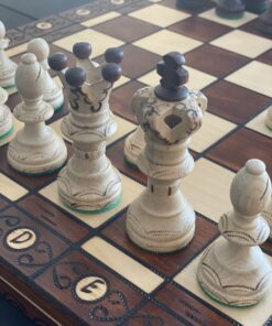 Wegiel Handmade European Ambassador Chess Set - Wooden 21 Inch Beech & Birch Board with Felt Base - Carved Hornbeam & Sycamore Wood Chess Pieces Ambassador - Brown 100 B1PoiiqCL S