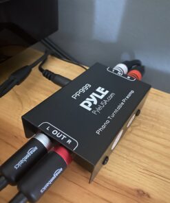 Pyle Phono Turntable Preamp - Mini Electronic Audio Stereo Phonograph Preamplifier with RCA Input, RCA Output & Low Noise Operation Powered by 12 Volt DC Adapter - PP999 , Black Single 35 B1QEWiIeroS