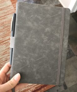 Thick Classic Notebook with Pen Loop - A5 College Ruled Hardcover Writing Notebook with Pocket + Page Dividers Gifts, Banded, Large, 180 Pages, 8.4 x 5.7 in Gray 50 B1QINYpCvTS