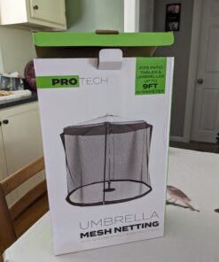 Patio Umbrella Mosquito Netting - Polyester Mesh Screen with Zipper Opening and Water Tube at Base to Hold in Place - Helps Protect from Mosquitoes - Fits 9FT Umbrellas and Patio Tables - Black 39 B1QpovhGDS