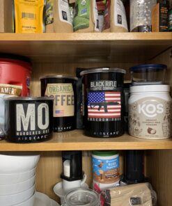 Planetary Design Airscape Stainless Steel Coffee Canister | Food Storage Container | Patented Airtight Lid | Push Out Excess Air Preserve Food Freshness (Small, Obsidian) Small 14 B1RA 5ELomS