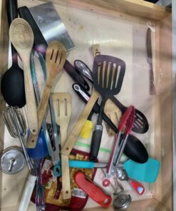 Seville Classics Bamboo Premium Organizer Storage Bins for Kitchen Silverware, Pantry, Closet, Office Desk, Pens, Utensils, Makeup, K Cup, Bamboo, Expandable Tray (5 Compartment) Expandable Tray (5 Compartment) 44 B1RldaT5ueS