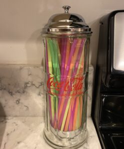 Tablecraft Coca-Cola Glass Straw Dispenser with Metal Lid, Small 32 B1S2p8XyigS