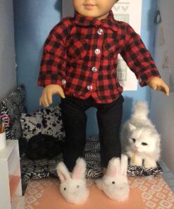 Sophia's Doll Bunny Slipper Shoes with Fluffy Rabbit Ears and Stitched Nose Accessory for 18" Dolls, White Furry Bunny 47 B1T285lIfZS