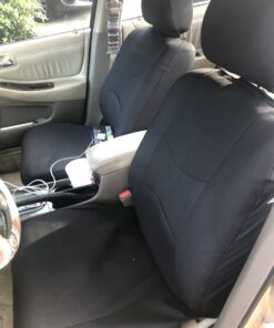 FH Group Car Seat Covers Full Set Cloth - Universal Fit Automotive Seat Covers, Low Back Front Seat Covers, Solid Back Seat Cover, Washable Car Seat Cover For SUV, Sedan And Van Black BLACK Seat Covers 72 B1TNszk14 S