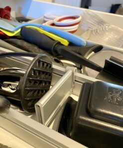 Practical Comfort Aluminum Kitchen Drawer Organizer for Silverware Utensils Flatware 9 Dividers Set | MEDIUM 3 Dividers 17.5" to 19.7" + 6 Dividers 3.8" 33 B1TQ8 IeBsS