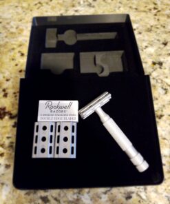 ROCKWELL RAZORS 6S Stainless Steel Double-Edge Safety Razor with 6 Adjustable Shave Settings and 5 Blades, 8 Piece Set, Silver 50 B1TQGc9eHS