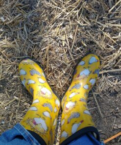 Sloggers Waterproof Garden Rain Boots for Women - Cute Mid-Calf Mud & Muck Boots with Premium Comfort Support Insole 6 Chickens Daffodil Yellow 25 B1Ubwyy9G7S