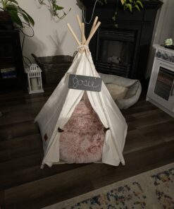 little dove Pet Teepee Dog & Puppy Cat Bed, Portable & Washable Pet Tents, House for Pets Beige Color 24 Inch no Cushion 36 B1VBjttPDcS