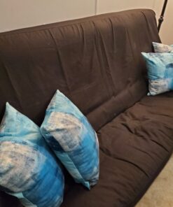 Royal Heritage Home 100% Cotton Full Size Futon Cover - Black - Washable Zippered Sofa Furniture Bed Mattress Covers - Armless Couch Zipper Slipcover Protector/Encasement 26 B1WOyM48ES