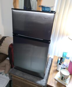 Midea WHD-113FSS1 Compact Refrigerator, 3.1 cu ft, Stainless Steel Double Door 51 B1Wi97AqQcS