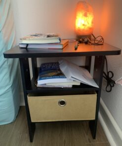 Furinno Andrey Set of 2 End / Side Table / Night Stand / Bedside Table with Bin Drawer, Espresso 2-Pack, Center Bin 33 B1XPiGv4DMS