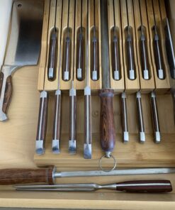 Utoplike In-Drawer Bamboo knife block, Drawer Knife Set Storage, Knife Organizer and Holder with Slots for 16 Knives and 1 Sharpening Steel (Not Included)-Kitchen Drawer, Counter Top 31 B1XUCfjpOsS