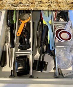 Practical Comfort Aluminum Kitchen Drawer Organizer for Silverware Utensils Flatware 9 Dividers Set | MEDIUM 3 Dividers 17.5" to 19.7" + 6 Dividers 3.8" 34 B1Xcy4ZFr S